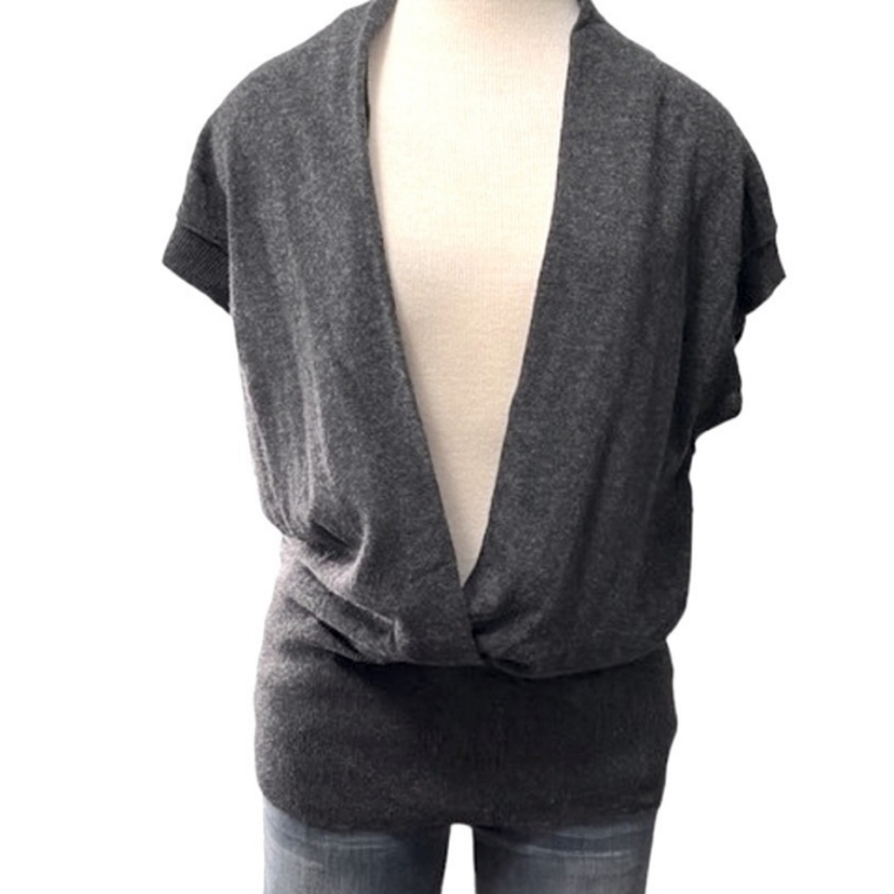 NWOT Banana Republic cashmere/wool blend Wrap-Front Sweater, charcoal gray